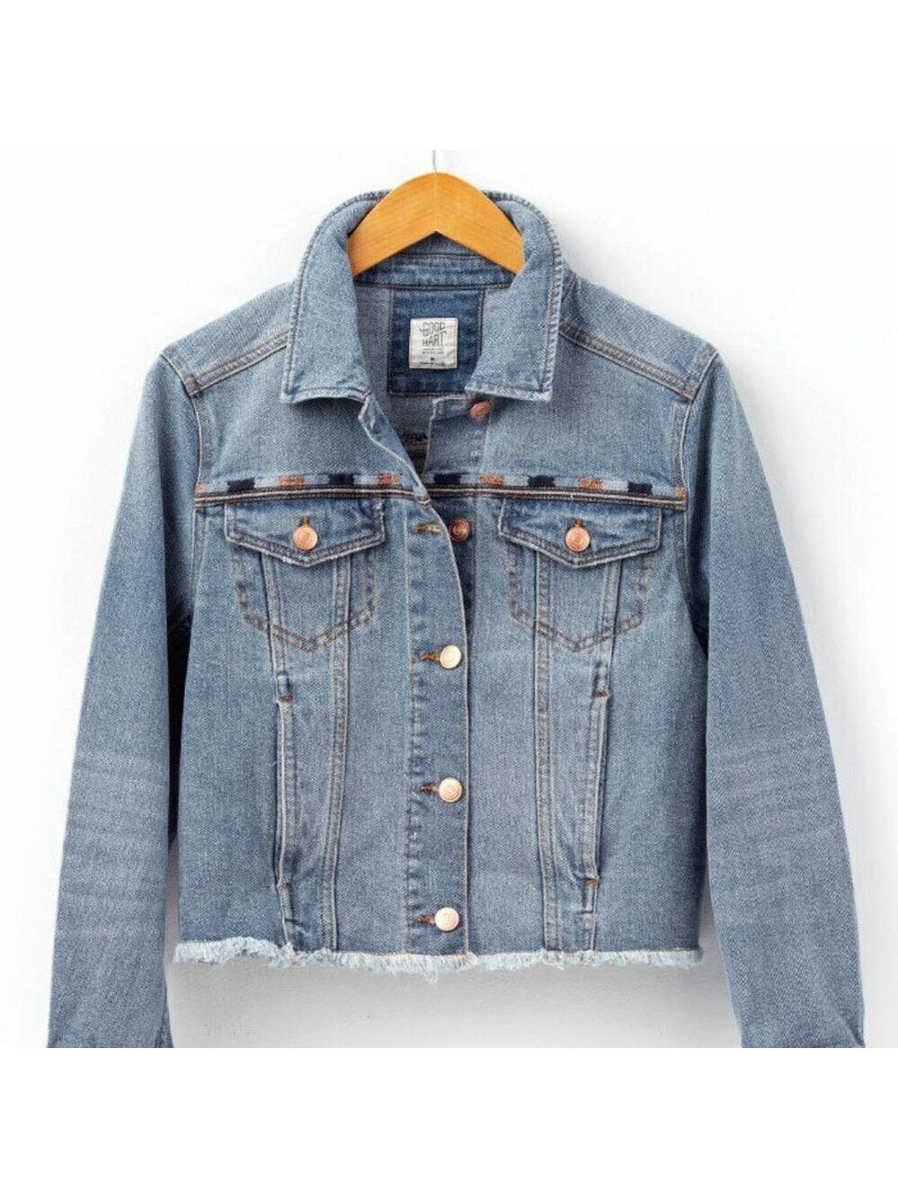 Matilda Jane Good Hart Lone Star Denim blue jean Jacket western festival fray S
